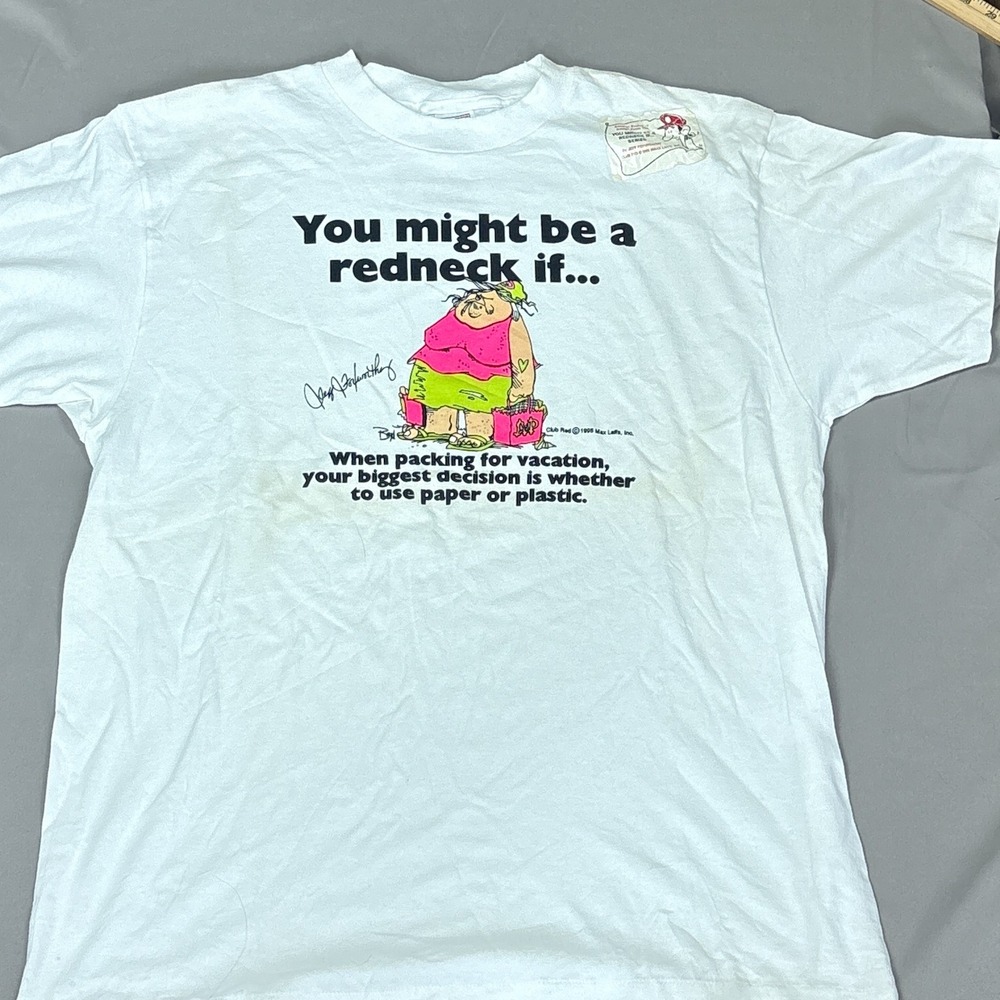 VTG 1995 Jeff Foxworthy Might Be A Redneck Club Red XL T-Shirt NOS